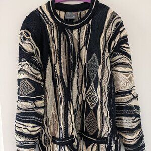 Women's black/cream/gray/navy genuine 90s Coogi sweater, size M